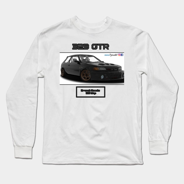 Mazda 323 GTR Black Long Sleeve T-Shirt by PjesusArt